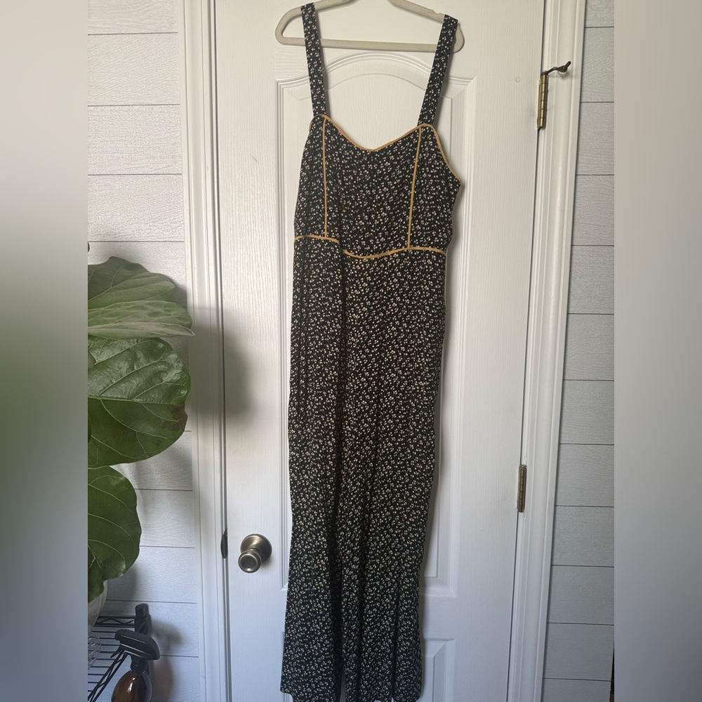 Madewell Black and Yellow Floral jumpsuit